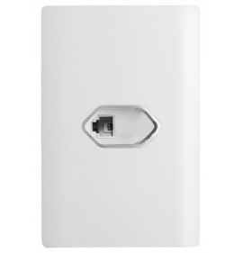 Conjunto Tomada RJ11 (telefone) 4x2 - Novara Branco Brilhante 